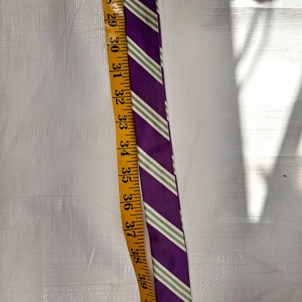 J. Crew Purple And Green Stripe Silk Tie Double D Ring Belt - Picture 8 of 10